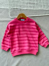 3 iplik Laciel kız çocuk çizgili sweatshirt(koyu)