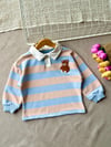 3 iplik unisex teddy nakışlı çizgili sweatshirt 