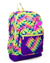 Coral High Kids Çok Renkli Piksel Kalp Desenli 3'lü Okul Çanta Seti SET0133208