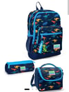 Coral High Kids Lacivert Mavi Dinozor Desenli 3'lü Okul Çanta Seti SET0123115