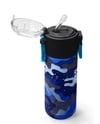 Coral High Kids Lacivert Saks Kamuflaj Desenli Pipetli ve Direkt İçim Çelik Termos 500 ml 31889