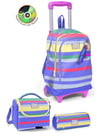 Coral High Kids Milka Gri Sarı Çizgi Desenli Çekçekli 3'lü Çanta Seti SET0134002