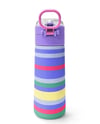 Coral High Kids Milka Gri Sarı Çizgi Desenli Pipetli ve Direkt İçim Çelik Termos 500 ml 38102