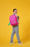 Coral High Kids Neon Pembe Su Yeşili Kalp Desenli Dört Bölmeli Okul Sırt Çantası 23113
