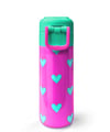 Coral High Kids Neon Pembe Su Yeşili Kalp Desenli Pipetli ve Direkt İçim Çelik Termos 500 ml 31906