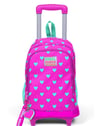 Coral High Kids Neon Pembe Su Yeşili Kalp Desenli Üç Bölmeli Çekçekli Okul Sırt Çantası 23133