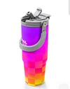 Coral High Kids Neon Renkli Dama Desenli Pipetli ve Direkt İçim Çelik Termos 900 ml 38729