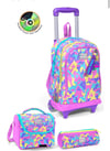 Coral High Kids Pembe Sarı Lavanta Kamuflaj Desenli Çekçekli 3'lü Çanta Seti SET0134001