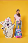 Coral High Kids Turkuaz Pembe Dondurmalı Kedi Desenli Üç Bölmeli Çekçekli Okul Sırt Çantası 23951