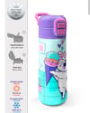 Coral High Kids Turkuaz Pembe Dondurmalı Kedi Desenli Paslanmaz Çelik Beslenme Kabı 39259