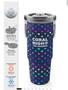 Coral High Lacivert Puantiyeli Desenli Pipetli ve Direkt İçim Çelik Termos 900 ml 38714