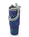 Coral High Lacivert Puantiyeli Desenli Pipetli ve Direkt İçim Çelik Termos 900 ml 38714