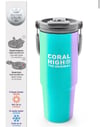 Coral High Renkli Çizgili Desenli Pipetli ve Direkt İçim Çelik Termos 900 ml 38708