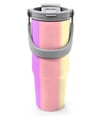 Coral High Renkli Çizgili Desenli Pipetli ve Direkt İçim Çelik Termos 900 ml 38708