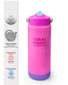 Coral High Renkli Pembe Lila Desenli Katlanır Ağızlıklı Çelik Termos 650 ml 38361