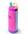 Coral High Renkli Pembe Lila Desenli Katlanır Ağızlıklı Çelik Termos 650 ml 38361