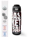 Coral High Siyah Basketbol Desenli Pipetli ve Direkt İçim Çelik Termos 800 ml 38528
