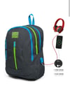 Coral High Sport Koyu Gri Dört Bölmeli USB Şarjlı Kulaklık Çıkışlı Sırt Çantası 23227