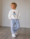 Erkek çocuk 2 iplik kumaş alt müslin Teddy takım