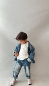 Erkek çocuk taşlama detaylı 2li denim takım