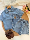 Erkek çocuk yazlık denim şortlu takım