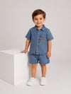Erkek çocuk yazlık denim şortlu takım