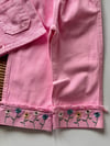 Kız çocuk 3lü çiçek nakışlı denim set(1 beden küçük tercih ediniz)