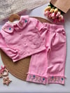 Kız çocuk 3lü çiçek nakışlı denim set(1 beden küçük tercih ediniz)