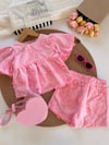 Kız çocuk çiçek aplikeli takım(astarlı)