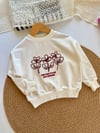 Kız çocuk çiçek nakışlı sweatshirtlü 3lü takım