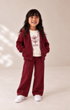 Kız çocuk çiçek nakışlı sweatshirtlü 3lü takım