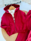 Kız çocuk çiçek nakışlı sweatshirtlü 3lü takım