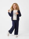 Kız çocuk çiçek nakışlı sweatshirtlü 3lü takım