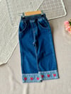 Kız çocuk çilekli denim pantolon 