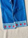 Kız çocuk çilekli denim pantolon 