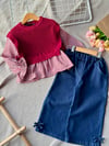 Kız çocuk gömlek-triko ve denim pantolon takım(1 beden küçük tercih ediniz)