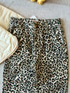 Kız çocuk leopar desenli yumuşak denim pantolon 