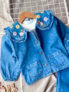 Kız çocuk özel seri denim takım çiçekli
