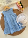 Kız çocuk şapkalı müslin elbise