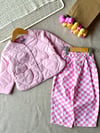 Kız çocuk  soft pembe kapitone ceket