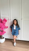 Kız çocuk taşlı denim takım