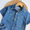 Kız çocuk taşlı denim takım