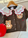 Kız çocuk triko teddy hırkalı takım