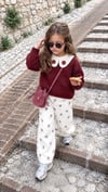 Kız çocuk yaka detaylı triko takım