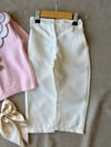 Kız çocuk yaka detaylı triko ve kanvas pantolon 