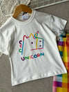 Kız çocuk yazlık kareli müslin pantolonlu unicorn takım