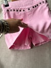 Kız çoçuk zımbalı denim etekli şort