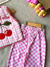 Laciel pembe damalı balon jean 