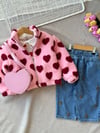 Unisex teddy nakışlı balon jean