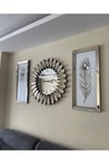 3’lü Bronz Aynalı 65 cm Saat ve 30x70 cm Tablolar Set